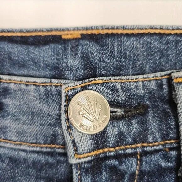 RAG & BONE Ankle Jeans BILBURY Med BLUE SILVER DIP size 25 Cigarette Leg Denim - Picture 3 of 8